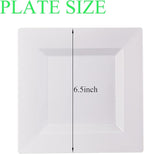 100 Pack White Plastic Square Dessert Plates, 6.5" Disposable Salad Plates Heavy Duty Plates for Party, Wedding, Christmas, Easter