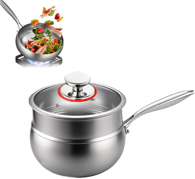 Titanium Hammered Pan with Lid, Thickened Multi-Layer Stock Pot, Titanium Wok Pan, Scratch-Resistant Non Stick Titanium Frying Pans, Even Heating for Cooking,11.02in/Steamer