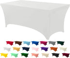 Utopia Kitchen 8FT Spandex Tablecloth [1 Pack, White] 200 GSM Stretch, Fitted, Washable and Wrinkle Resistant Table Cloth Rectangle Cover for Trade Shows, Wedding, Parties [96Lx30Wx30H Inch]