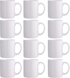 GBHOME 12 OZ Off White Coffee Mugs, Ceramic Coffee Mugs with Large Handle for Man, Woman, Light Weight Coffee Mugs Set of 12 for Latte/Cappuccino/Cocoa/Milk, Dishwasher & Microwave Safe