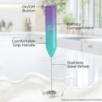 Zulay Kitchen Powerful Milk Frother Wand - Mini Handheld Stainless Steel - Battery Operated Drink Mixer for Coffee, Lattes, Cappuccino, Matcha - Froth Mate Gift - Aurora