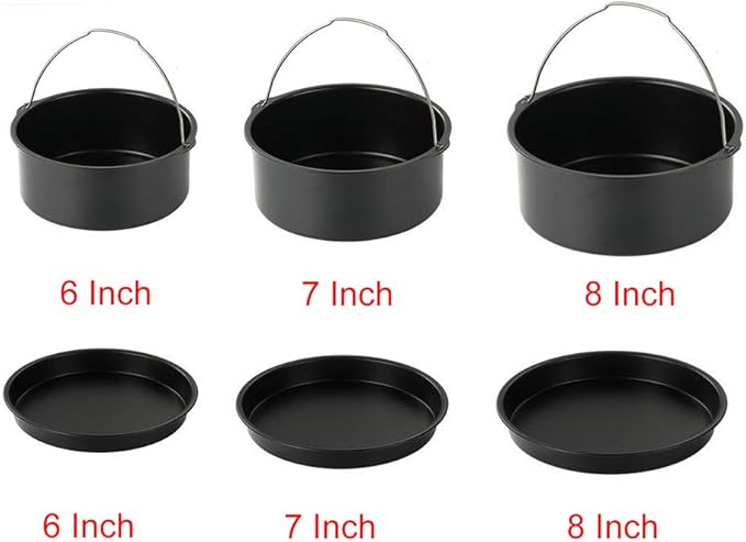 2pcs/set Universal Air Fryer Accessory set Steel Pizza Pan Baking Cake Barrel For Gourmia