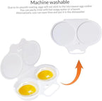2 Pcs White Egg Poacher, Microwave Egg Boiler Poacher, Microwave Egg Poacher, 2 Cavity Nonstick Poached Egg Maker With Lid, Egg Cooker, Double Drain Poached Cups Specialty Cookware