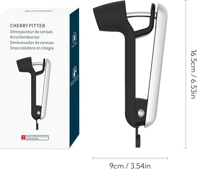 KITCHENDAO Cherry Pitter Tool, Larger Cross-Pitting Head, Cherry Core Remover with Safety Lock, Sturdy Zinc Alloy Handle, Dishwasher Safe(Black)