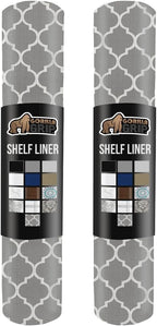 GORILLA GRIP Slip Resistant Drawer and Shelf Liner 2 Pack, Non Adhesive Water Resistant, Easy Clean and Trim, Smooth Surface Liners for Kitchen Cabinet Shelves Drawers Pantry 12 IN x 10 FT, White Gray