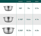 Enther Mixing Bowls - Set of 3 Stainless Steel Mixing Bowls with 304 Stainless Steel - Heavy Duty, Easy To Clean, Nesting Bowls Space Saving Storage, Great for Cooking, Baking, Salad,Silver