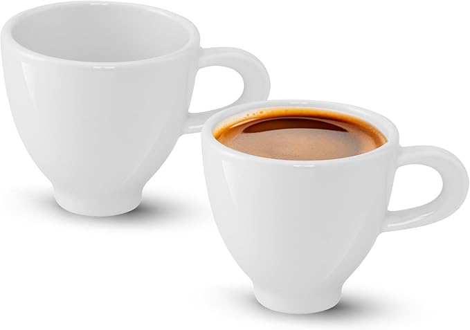 Minh Long 4 OZ Porcelain Espresso Cups Set of 2, Mini Coffee Mugs, Demitasse Cups, Espresso Mugs, Designed for Double Shots of Espresso, Lungo and Tea, Perfect for Coffee Machine and Maker - White