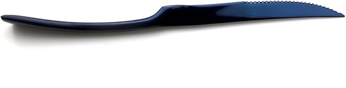 JASHII 18/10 Stainless Steel 8 Piece Mirror Polished Jubilee Blue Serrated Steak Knife Colorful Serving Black Utensil Set Replace Black