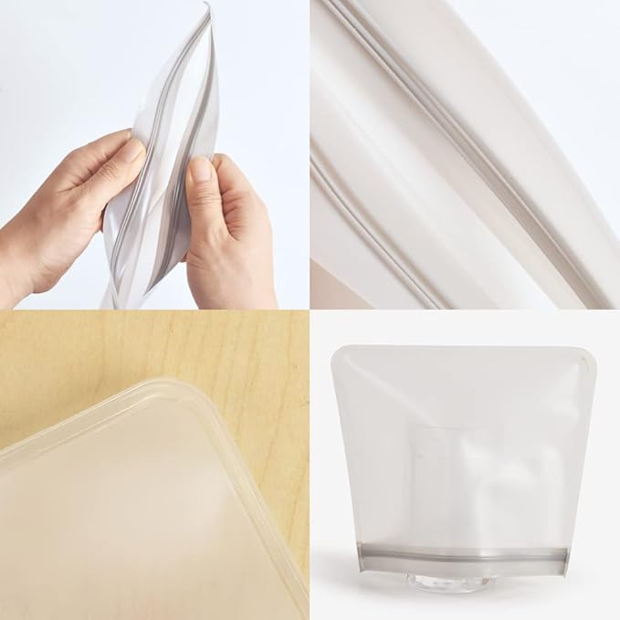 Reusable Gallon Freezer Bags, Ziplock Leakproof Reusable Gallon Bags for Marinate Meats, Fruit, Sandwich, Snack, 2 Gallon Bags + 4 Quart Bags + 4 Snack Bags