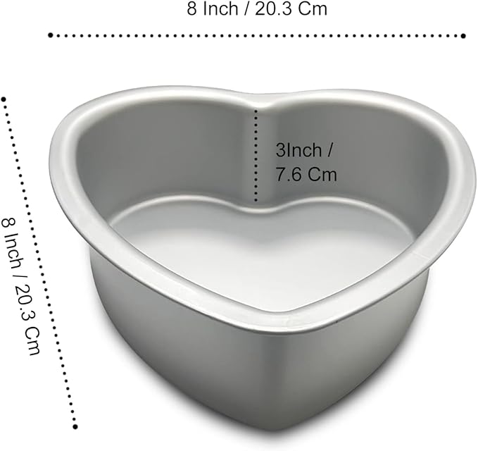 Heart-shaped cake pan, heart-shaped cake tin, aluminum, 3-inch deep, 8-inch heart-shaped, for weddings, parties, family and other occasions cake (8 x 3 Inch)