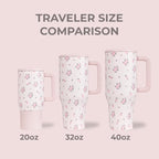 HydroJug Traveler - 32 oz Water Bottle with Handle & Flip Straw - Fits in Cup Holder, Leak Resistant Tumbler-Reusable Insulated Stainless Steel & Rubber Base - Gifts for Women & Men, Wildrose