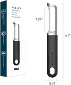 KITCHENDAO Swivel Vegetable Potato Peeler for Kitchen -Durable Japanese 420J2 Stainless Steel Sharp Dual Blade- Built-in Eye Remover, Ergonomic Soft-Touch Handle - Dishwasher Safe-Black