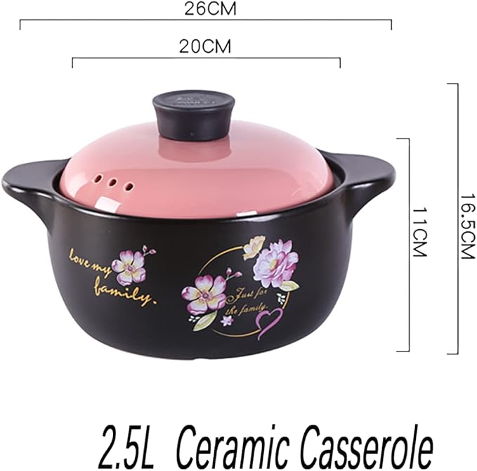 Ceramic Casserole Dish, Clay Pot, Ceramic Casserole Dish with Lid Clay Pot Round Ceramic Cookware, Dutch Oven Ceramic Pot Clay Pot For Cooking - Durable, Multi-purpose,Easy To Clean, Non-stick