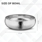 Avador® Set of 3 Premium Stainless Steel Salad Mixing Bowl Hammered Finish | Handmade | Includes Salad Serving Utensils (Stainless Steel)