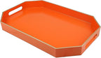Orange Decorative Tray with Handles, Versatile Serving Tray for Coffee Table, Ottoman, Ideal for Serving, Displaying, Organizing, 15.7"*10.2"*1.57"