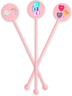 5.5" Custom Light Pink Disc-Top Stirrer – Personalized Drink Stirrers for Baby Showers, Parties, Cocktails, and Events – 50 Pack