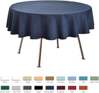 maxmill Round Jacquard Tablecloths Swirl Pattern Spillproof Wrinkle Free Heavy Weight Soft Table Cloth for Circular Table Cover of Buffet Banquet Parties Holiday Dinner Round 90 Inch Navy Blue