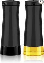 Aelga Black Oil And Vinegar Dispenser Set - 2 Pack Oil Dispenser Bottle for Kitchen with No-Drip - Black Kitchen Decor and Accessories for Home Restaurants Weddings