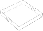 Clear Sturdy Acrylic Serving Tray with Handles - 12x12Inch - Coffee, Appetizer, Breakfast, Butler Tray - Kitchen Countertop & Makeup Drawer Organizer