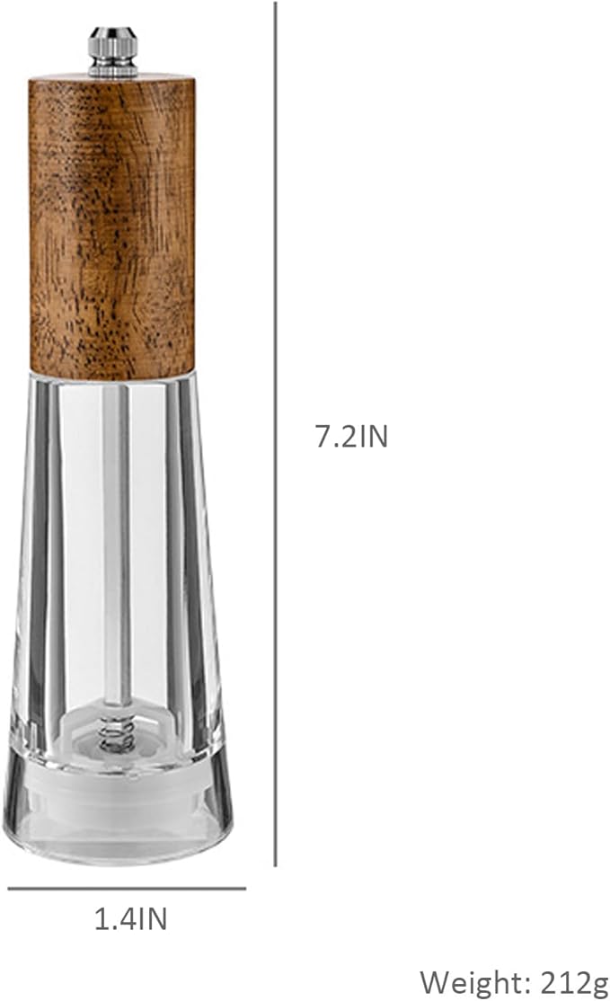 Acrylic kitchen tools grinder Salt and pepper grinder, adjustable thickness, suitable for the home (Light wood)