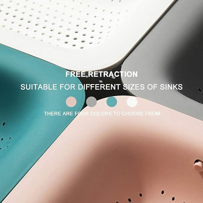 Collapsible Sink Colanders and Strainers Basket Over the Sink Colander Collapsible Colander Extendable Plastic Fruit Vegetable Strainer Drainer Basket for Kitchen(Length 14.3-19.4inch)(White Set of 2)