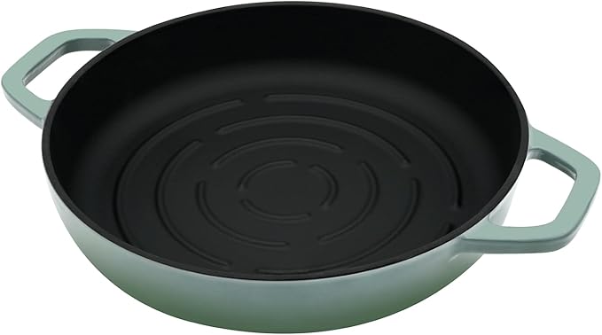 Bread Oven Cast Iron Bread Dutch Oven with Cloche Lid for Bread Baking Green Enameled Cast Iron Bread Oven with Dome Lid for Sourdough, 9.8 Inches