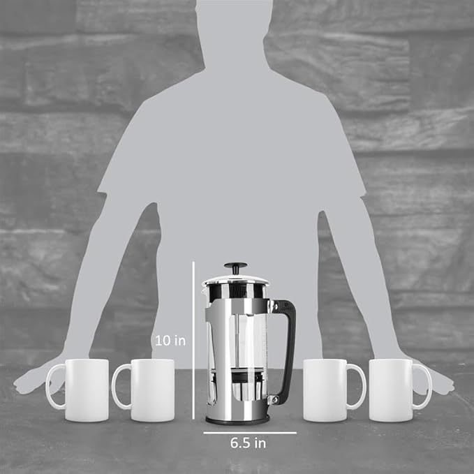 ESPRO P5 French Press Coffee Maker – Patented Double Micro-Filter for Grit Free Brew, Heat-Resistant Thicker Borosilicate Glass Coffee Press – 32 oz