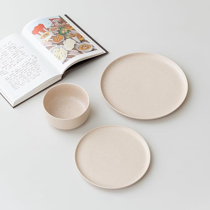 WENSHUO Dinner Plates Set of 6, Chip and Scratch Resistant (Oat Beige, 8.5 Inch)