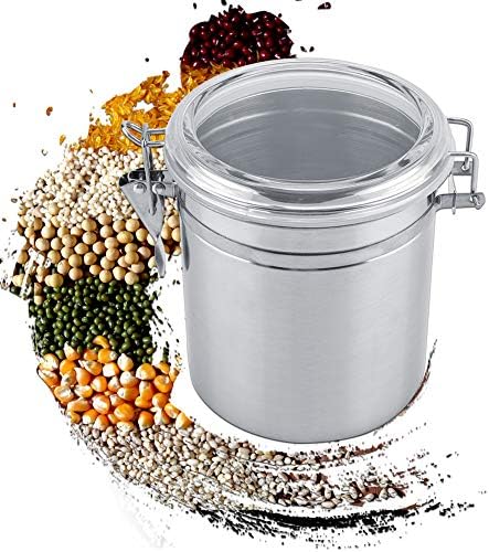 Glass Kitchen Storage Canister Mason Jars with Lids, 5inch Airtight Glass Canister with Hinged Lid， for Kitchen Canning Cereal,Pasta,Sugar,Beans