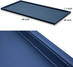 40 * 20 Inch Rectangular Ottoman Tray | Textured PU Leather, Waterproof & Heat-Resistant Storage for Coffee/Dining Tables, Sofa, Bed, Entertainment & Party (Navy Blue, 40 * 20in)