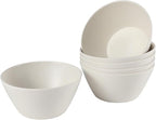 Bamboo Fiber Cereal Bowls Set 6 Pieces, 24 Ounce Soup Bowls White, Melamine Bowls Set Large for Kitchen, Deep Serving Bowls for Cereal, Soup, Oatmeal, Rice, Pasta, Salad, Off-white
