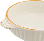 Banko Ware 14047 Oven Safe Round Au Gratin Dish (Small), Polka Dot Orange Line, Diameter Approx. 6.5 inches (16.5 cm), Microwave Safe, Made in Japan