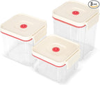 Vacuum Sealed Food Storage Containers with Air Valve (3-in-1 Set)，Works With Handheld Vacuum Sealer Machine(Vacuum Sealer Not Included)