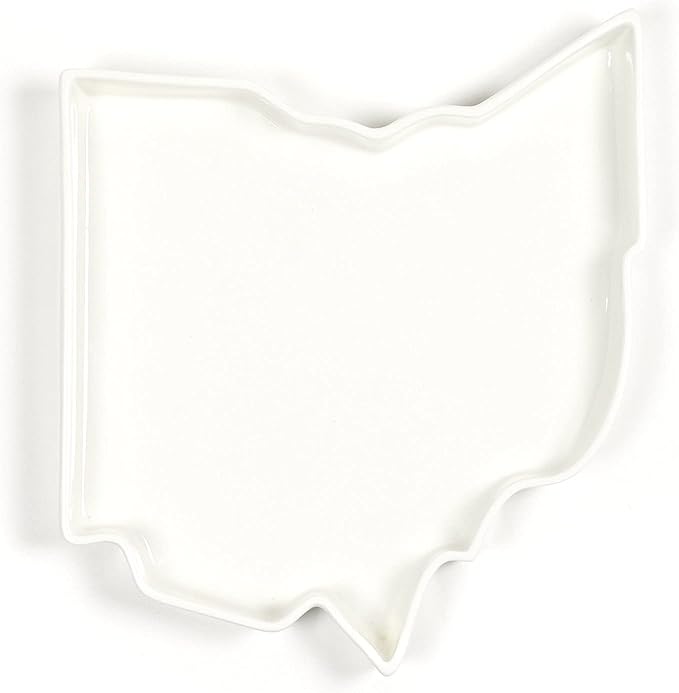 Ohio Shaped Baking Dish Serving Platter or Decorative Tray Charming Porcelain Bakeware Oven Microwave and Dishwasher Safe
