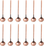 Sweejar Rose Gold 12 Pcs Mini Tea & Espresso Spoons, 5.2 Inch, Stainless Steel, Cappuccino & Dessert Spoons, Frosted Handle