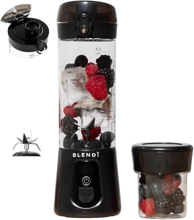 BLENDi Pro+ Portable Blender (17.5oz, Black) – Upgraded Ice Crushing 120W Motor, USB-C Rechargeable, Cordless Personal Blender Smoothies & Shakes – BPA-Free, ravel-Friendly (NEW)