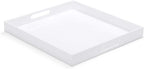 White Modern Acrylic Ottoman Tray with Cutout Handles 22x22 Inch Over-Sized Serving Tray Rubber Boot Tray Organizer Decorative Tray for Living Room, Bedroom,Bathroom and Kitchen Tabletop