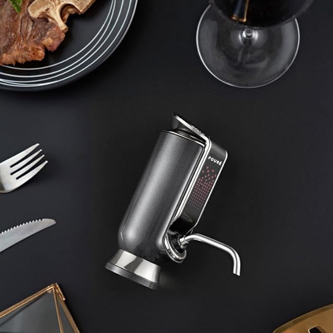 3-IN-1 Wine Aerator Dispenser & Vacuum Stopper - Adjustable Pouring, Preserving, Real-Time Temp, Output & Pressure Control - Touch Screen LED Wine Accessories - Fits 18–20mm Bottles — Silver