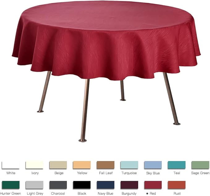 maxmill Round Jacquard Tablecloths Swirl Pattern Spillproof Wrinkle Free Heavy Weight Soft Table Cloth for Circular Table Cover of Buffet Banquet Parties Holiday Dinner Round 90 Inch Red