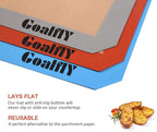 Small Silicone Baking Mat Sheet (11.8 x 8.5 IN), 3 Pieces Baking Mat Set, Reusable Silicone Mat for Oven, Toaster, Baking Tray, Baking Pan (Red, Blue, Grey)