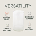 IWAS Upcycled Tall Clear Drinking Glasses | 350 ML | 12 OZ | Set of 6 | Sustainable Water and Cocktail Glasses For Home | Environmentally Friendly