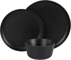 Gibson Home Fairhope 12 Piece Melamine Dinnerware Set - Matte Black