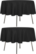 sancua 2 Pack Round Tablecloth 60 Inch Black, Stain and Wrinkle Resistant Table Cloth - Washable Polyester Table Cover for Dining Tables, Buffet Parties and Camping