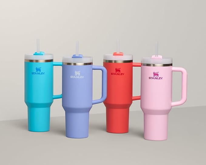 Stanley Quencher H2.0 Tumbler with Handle and Straw 40 oz | Flowstate 3-Position Lid | Cup Holder Compatible for Travel | Insulated Stainless Steel Cup | BPA-Free | Hot Coral