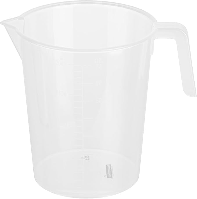 Restaurantware Measuring Cups, 2 Quarts Pack of 10 Conical Spout Liquid Measuring Cups Embossed Ml and Oz Graduations, Clear Plastic Scaling Vessel with Handle, For Cooking, Baking, For Oil, Flour