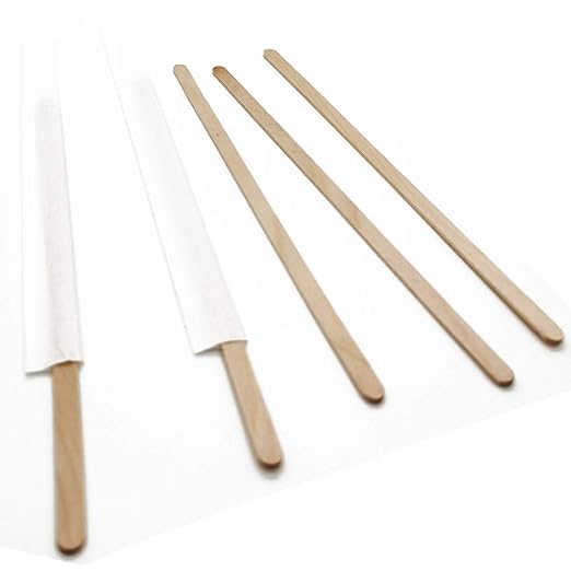 180 Pcs Coffee Stick Wooden Stirrers 7 inchs Individually Wrapped Swizzle Drink Stirring Sticks for Handmade Popsicle Fruit Craft