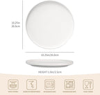 GZG Ceramic Dinner Plates Set of 4,10 Inch Stoneware plate Set,Microwave and Dishwasher Safe Kitchen Utensils,Stackable,Scratch Resistant (Ivory White)