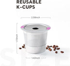 2 Pack Stianless Steel Reusable K Cup Coffee Pods Compatible for K eurig 1.0 & 2.0 Coffee Maker Refillable K-eurig Coffee Filter with A Stainless Steel Spoon