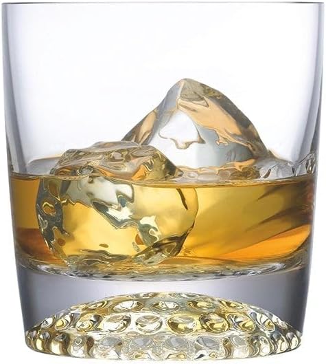 NUDE Whiskey Glasses Set of 2 – Ace 11.75 oz Handmade Lead-Free Crystal Old Fashioned Rocks Glasses for Whisky, Scotch & Bourbon – Dimpled Golf-Ball Base, Heavy Bottom, Luxury Gift Set