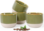 INGOFIN Ceramic Espresso Cup Set of 4-4.2 oz Espresso Cup for Coffee and Tea, Modern Porcelain Glazed Demitasse Cups, Microwave Dishwasher Safe Mugs, Suit for Espresso Machine, Green